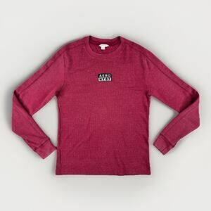 Aeropostale Women’s Y2K Retro Long Sleeve Thermal Shirt S Burgundy Red Aero NY87